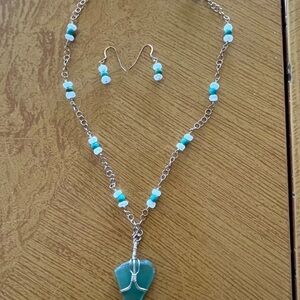 Lake Erie Beach Glass Necklace with Matching Earrings. Great Christmas Gift!